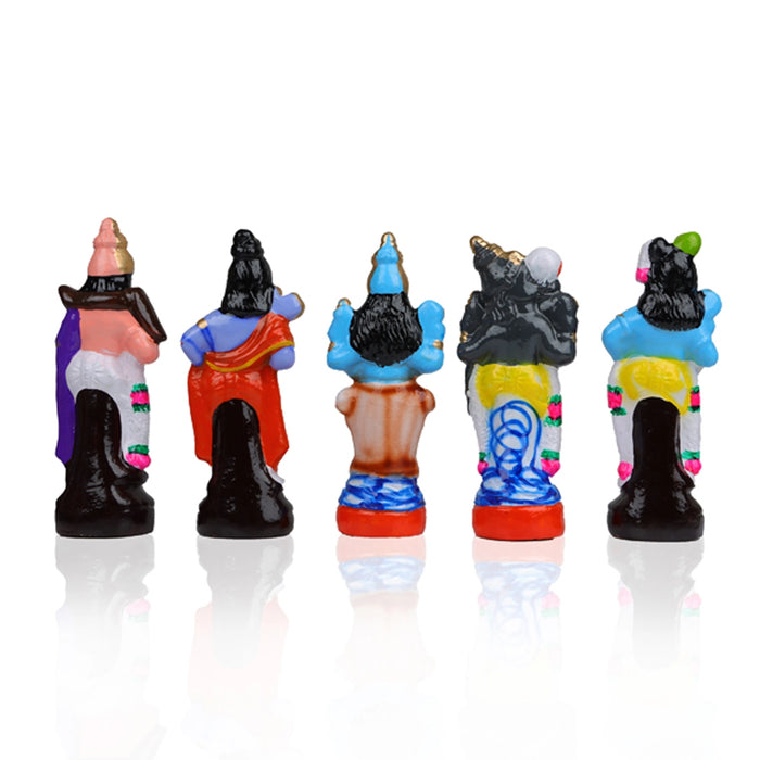 Dasavatharam Clay Golu Bommai Set - 8 x 3 Inches | Giri Golu Doll/ Navaratri Golu Bomma/Gombe/Bommai