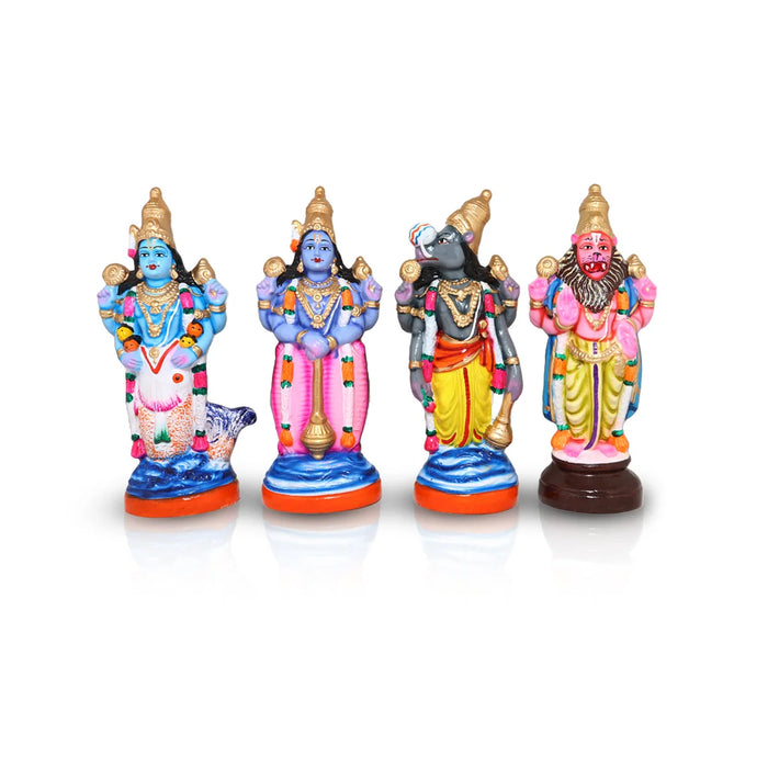 Dasavatharam Clay Golu Bommai Set - 12 x 5 Inches | Giri Golu Doll/ Navaratri Golu Bomma/Gombe/Bommai