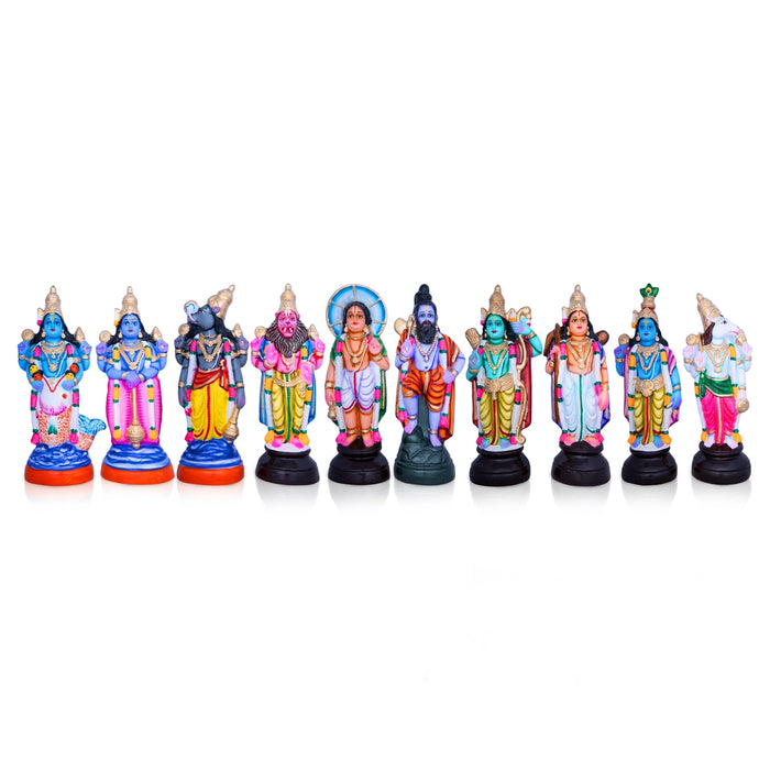Dashavataram Paper Mache Golu Bommai Set - 14 x 5 Inches | Giri Golu Doll/ Navaratri Golu Bomma/Gombe/Bommai