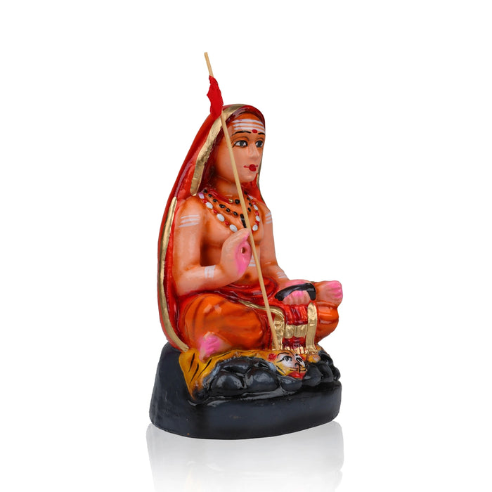 Adi Shankara Statue Clay Golu Bommai - 9 X 5.5 Inches | Navaratri Golu Gombe/ Giri Golu Doll/ Navratri Decor