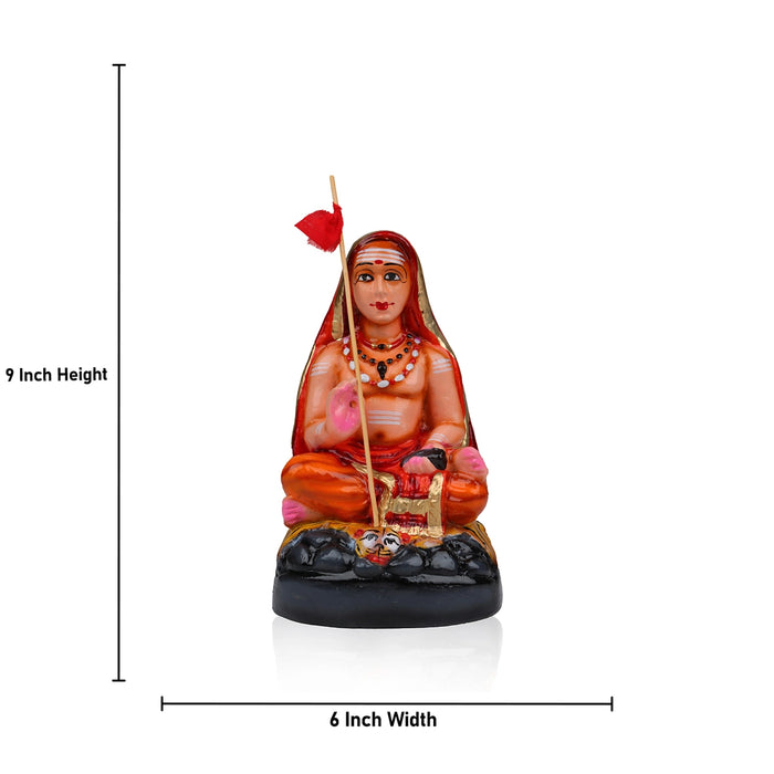 Adi Shankara Statue Clay Golu Bommai - 9 X 5.5 Inches | Navaratri Golu Gombe/ Giri Golu Doll/ Navratri Decor