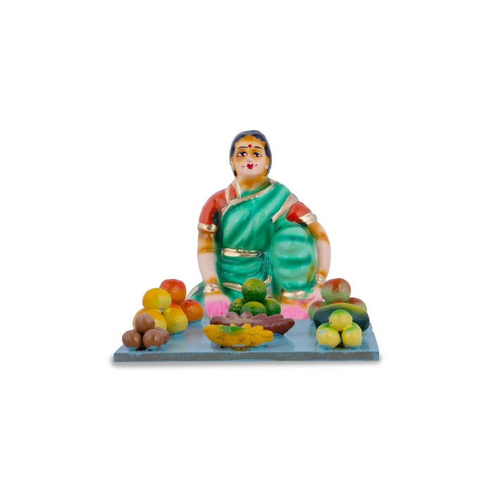 Fruits Vendor Clay Golu Bommai Set - 5 Inches | Giri Golu Doll/ Navaratri Golu Bomma/Gombe/Bommai