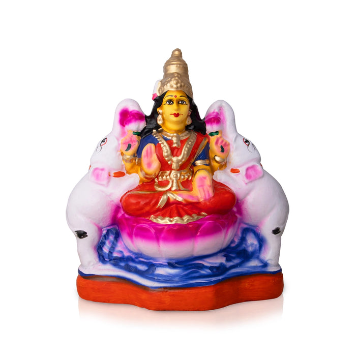Gajalakshmi Idol Clay Golu Bommai - 9 X 7.5 Inches | Navaratri Golu Gombe/ Giri Golu Doll/ Navratri Decoration