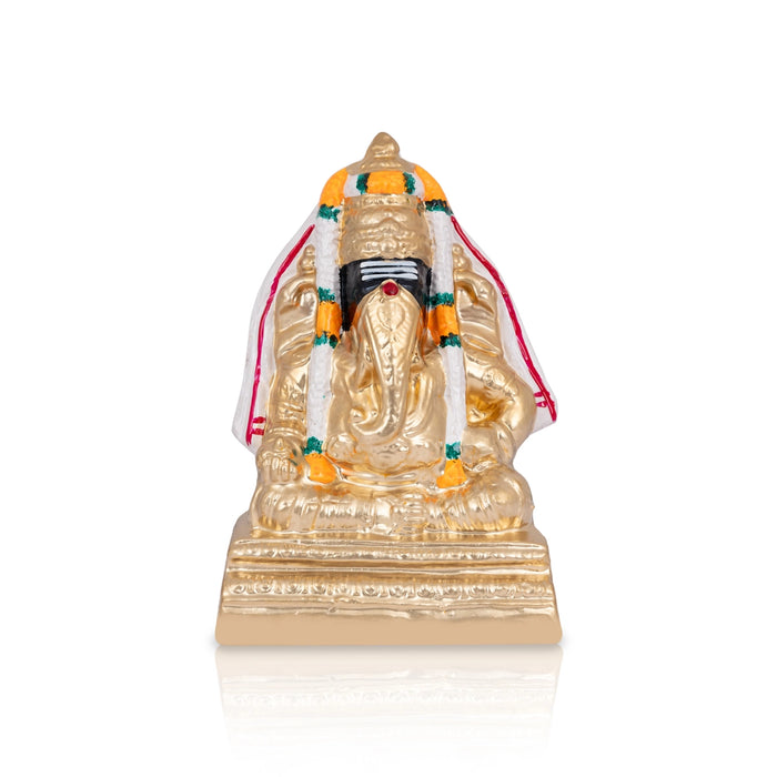 Pillayarpatti Ganesh Murti Sitting On Base-8 X 5 Inches | Gold Polish/Clay Vinayaka Statue For Ganapati Chaturthi