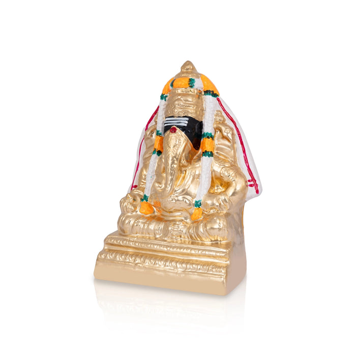 Pillayarpatti Ganesh Murti Sitting On Base-8 X 5 Inches | Gold Polish/Clay Vinayaka Statue For Ganapati Chaturthi