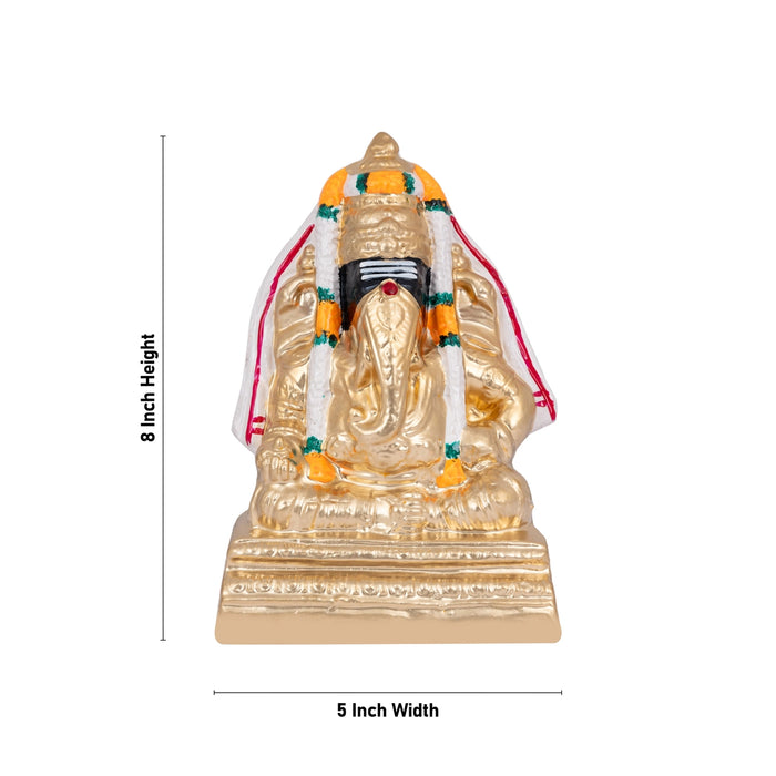 Pillayarpatti Ganesh Murti Sitting On Base-8 X 5 Inches | Gold Polish/Clay Vinayaka Statue For Ganapati Chaturthi