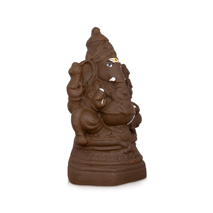 Eco Friendly Ganesha Idol - 10.5 x 6 Inches | Clay Statue/ Ganpati Idol/ Ganesh Chaturthi Decoration