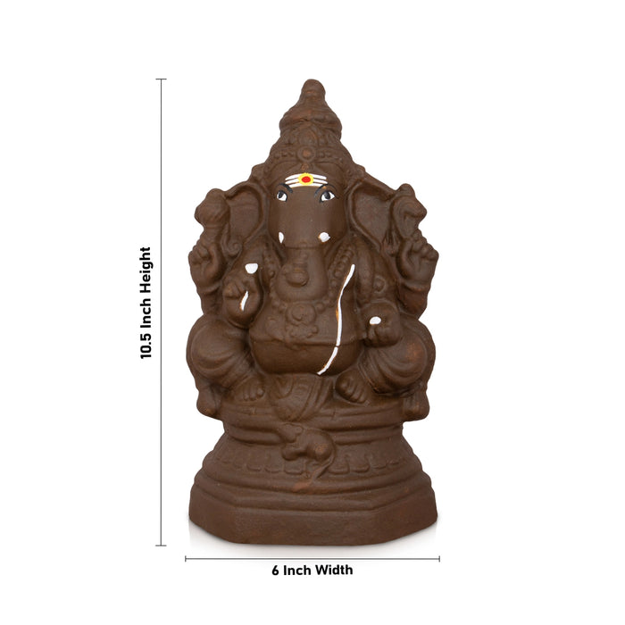 Eco Friendly Ganesha Idol - 10.5 x 6 Inches | Clay Statue/ Ganpati Idol/ Ganesh Chaturthi Decoration