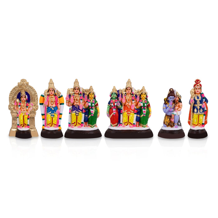 Arupadai Veedu Murugan Paper Mache Golu Bommai Set - 10 x 8.5 Inches | Giri Golu Doll/ Navaratri Golu Bommalu