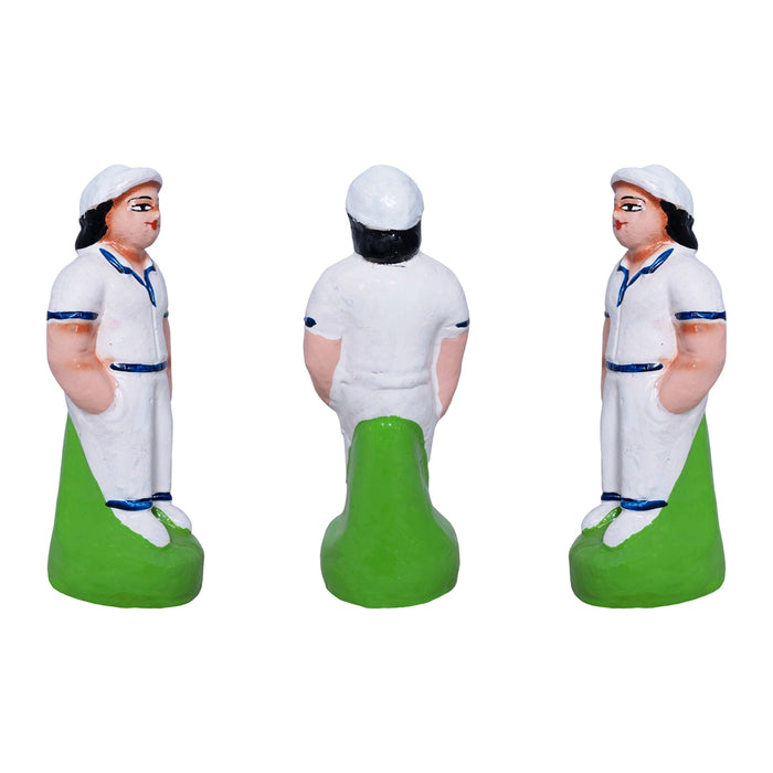 Cricket Clay Golu Bommai Set - 6.5 x 3 Inches | Giri Golu Doll/ Navaratri Golu Bomma/ Gombe/ Dasara Doll