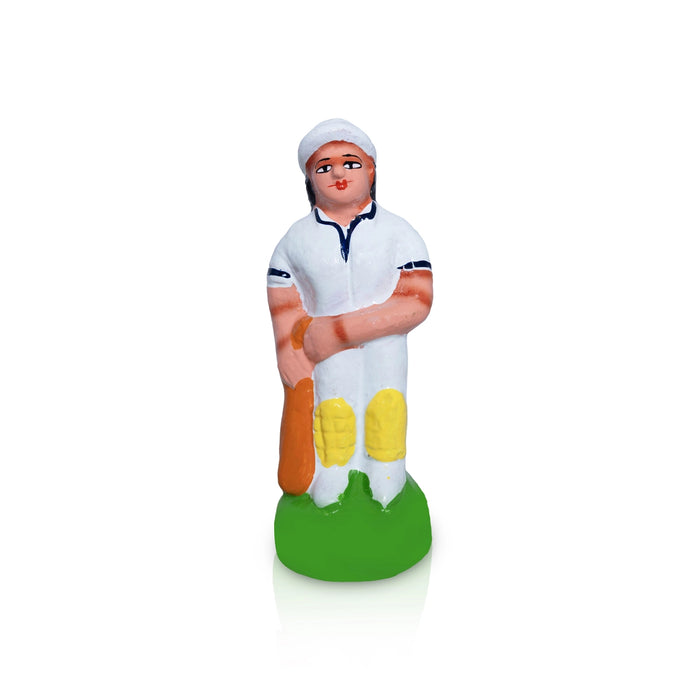 Cricket Clay Golu Bommai Set - 6.5 x 3 Inches | Giri Golu Doll/ Navaratri Golu Bomma/ Gombe/ Dasara Doll
