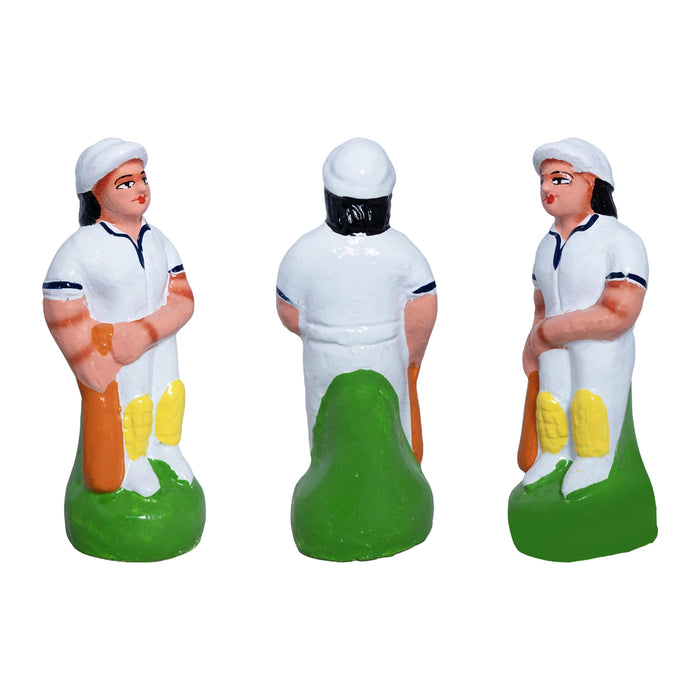 Cricket Clay Golu Bommai Set - 6.5 x 3 Inches | Giri Golu Doll/ Navaratri Golu Bomma/ Gombe/ Dasara Doll