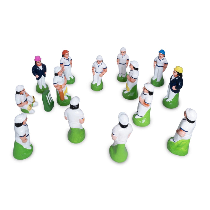 Cricket Clay Golu Bommai Set - 6.5 x 3 Inches | Giri Golu Doll/ Navaratri Golu Bomma/ Gombe/ Dasara Doll