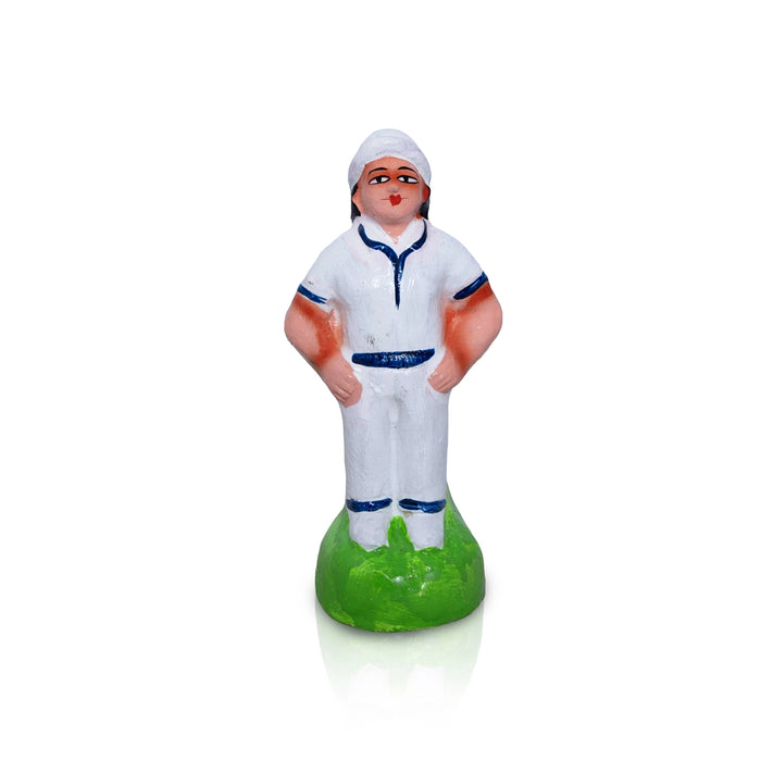 Cricket Clay Golu Bommai Set - 6.5 x 3 Inches | Giri Golu Doll/ Navaratri Golu Bomma/ Gombe/ Dasara Doll
