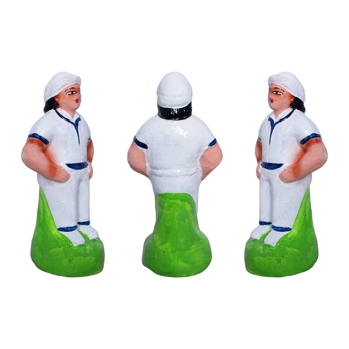 Cricket Clay Golu Bommai Set - 6.5 x 3 Inches | Giri Golu Doll/ Navaratri Golu Bomma/ Gombe/ Dasara Doll
