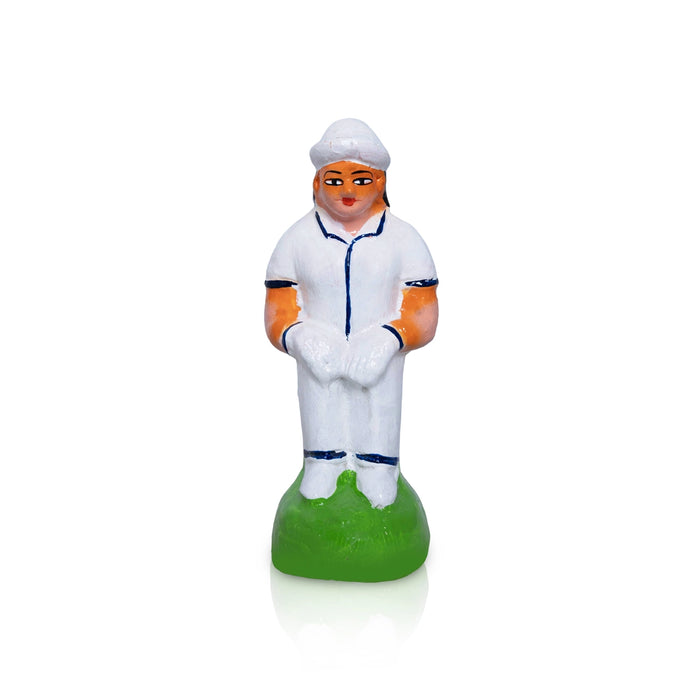 Cricket Clay Golu Bommai Set - 6.5 x 3 Inches | Giri Golu Doll/ Navaratri Golu Bomma/ Gombe/ Dasara Doll
