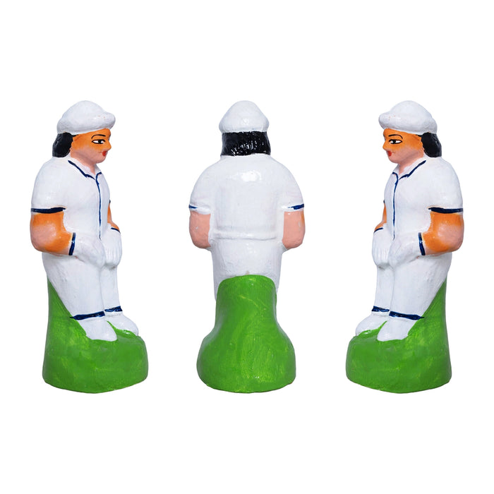 Cricket Clay Golu Bommai Set - 6.5 x 3 Inches | Giri Golu Doll/ Navaratri Golu Bomma/ Gombe/ Dasara Doll