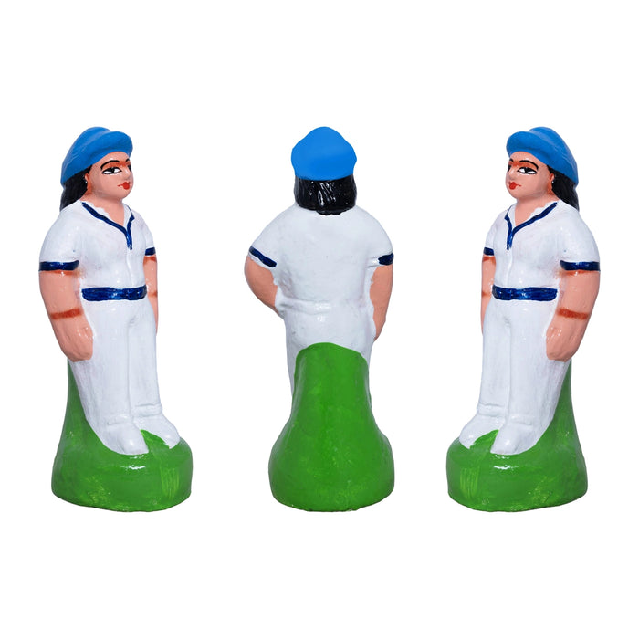 Cricket Clay Golu Bommai Set - 6.5 x 3 Inches | Giri Golu Doll/ Navaratri Golu Bomma/ Gombe/ Dasara Doll