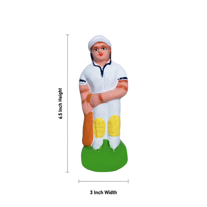 Cricket Clay Golu Bommai Set - 6.5 x 3 Inches | Giri Golu Doll/ Navaratri Golu Bomma/ Gombe/ Dasara Doll