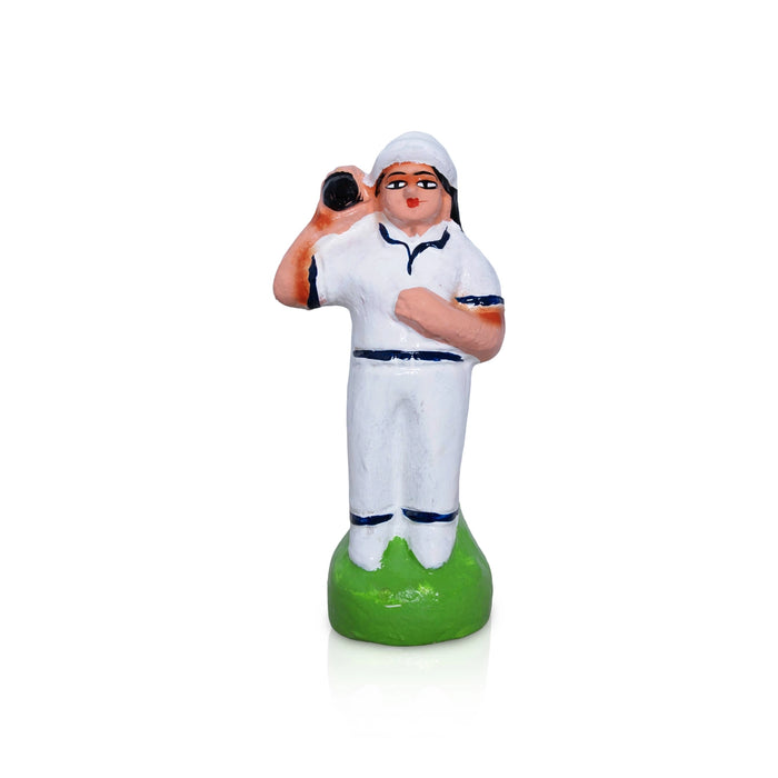 Cricket Clay Golu Bommai Set - 6.5 x 3 Inches | Giri Golu Doll/ Navaratri Golu Bomma/ Gombe/ Dasara Doll