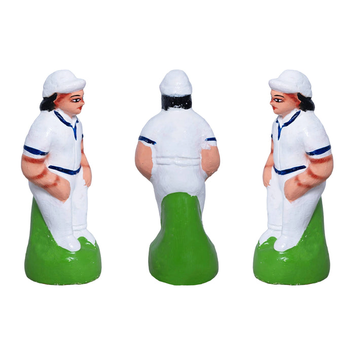 Cricket Clay Golu Bommai Set - 6.5 x 3 Inches | Giri Golu Doll/ Navaratri Golu Bomma/ Gombe/ Dasara Doll