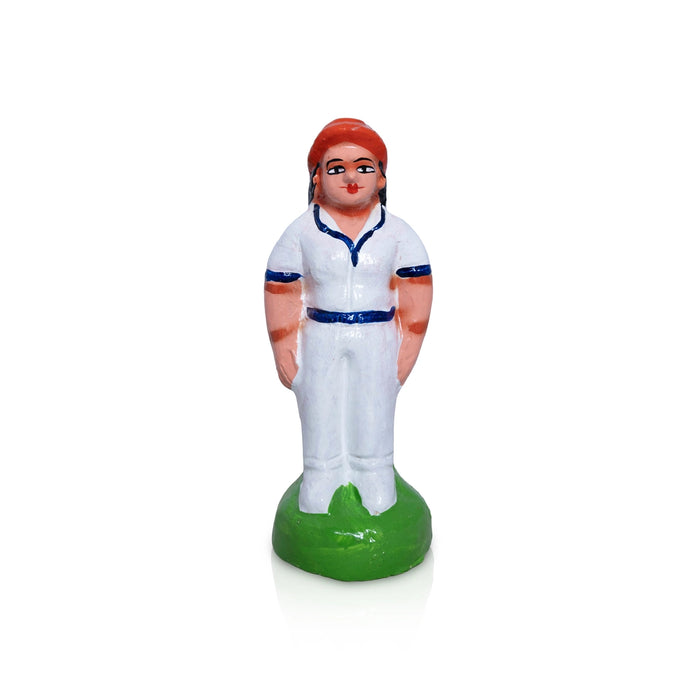 Cricket Clay Golu Bommai Set - 6.5 x 3 Inches | Giri Golu Doll/ Navaratri Golu Bomma/ Gombe/ Dasara Doll