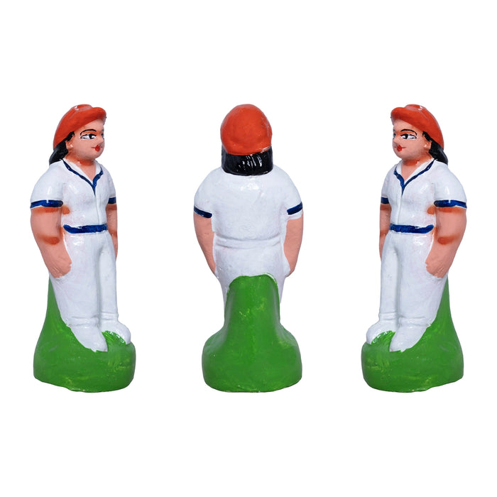 Cricket Clay Golu Bommai Set - 6.5 x 3 Inches | Giri Golu Doll/ Navaratri Golu Bomma/ Gombe/ Dasara Doll