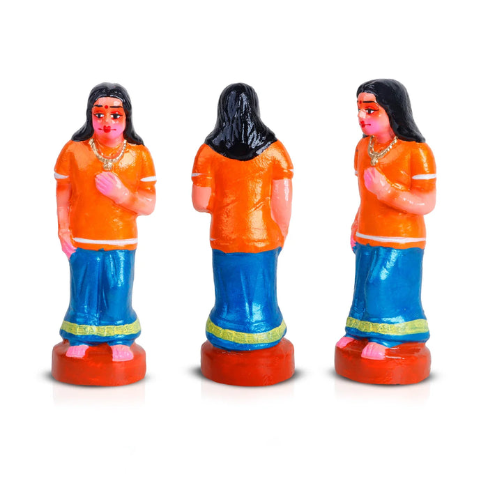 Nondi Clay Golu Bommai Set - 7 x 2.5 Inches | Giri Golu Doll/ Navaratri Golu Bomma/Gombe/Bommai