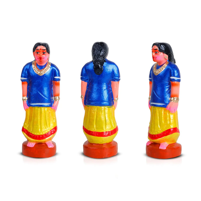 Nondi Clay Golu Bommai Set - 7 x 2.5 Inches | Giri Golu Doll/ Navaratri Golu Bomma/Gombe/Bommai