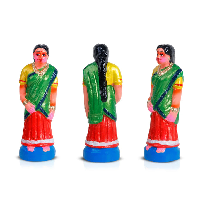 Nondi Clay Golu Bommai Set - 7 x 2.5 Inches | Giri Golu Doll/ Navaratri Golu Bomma/Gombe/Bommai