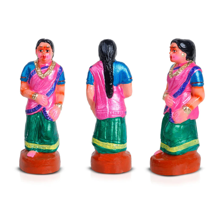 Nondi Clay Golu Bommai Set - 7 x 2.5 Inches | Giri Golu Doll/ Navaratri Golu Bomma/Gombe/Bommai