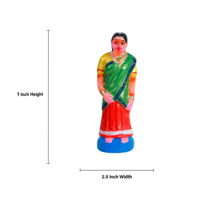 Nondi Clay Golu Bommai Set - 7 x 2.5 Inches | Giri Golu Doll/ Navaratri Golu Bomma/Gombe/Bommai