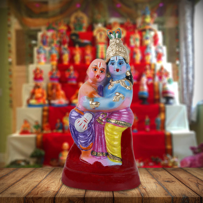 Krishna Murti With Kuselar Clay Golu Bommai- 11 X 7 Inches | Navaratri Golu Gombe/Giri Golu Doll/Navratri Decor