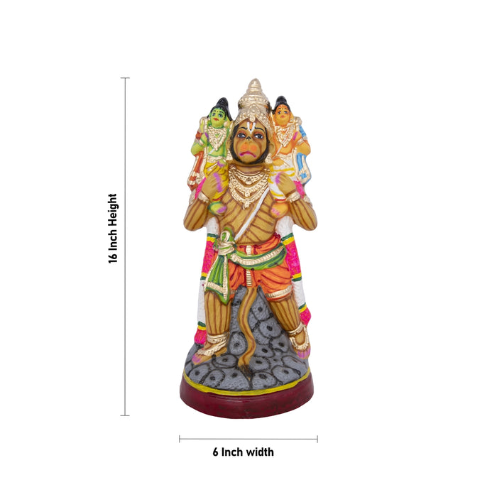 Hanuman Lifting Ram Lakshman Paper Mache Golu Bommai - 16 x 6 Inches | Giri Golu Doll/ Navaratri Golu Bomma/Gombe/Bommai