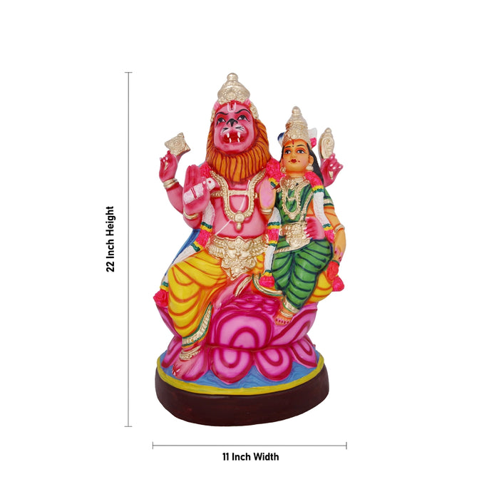 Lakshmi Narasimhar Paper Mache Golu Bommai - 22 x 11 Inches | Giri Golu Doll/ Navaratri Golu Bomma/Gombe/Bommai