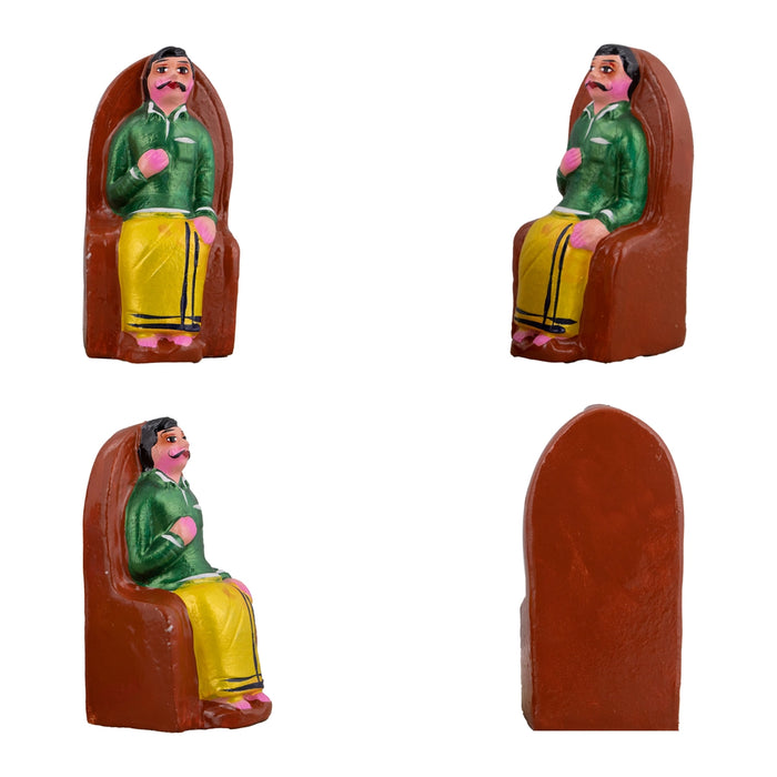 Tea Shop Clay Golu Bommai Set - 7 x 3 Inches | Giri Golu Doll/ Navaratri Golu Bomma/Gombe/Bommai