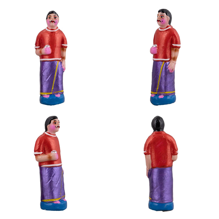 Tea Shop Clay Golu Bommai Set - 7 x 3 Inches | Giri Golu Doll/ Navaratri Golu Bomma/Gombe/Bommai