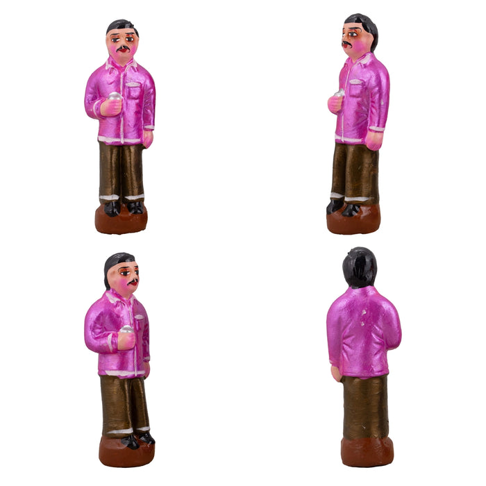 Tea Shop Clay Golu Bommai Set - 7 x 3 Inches | Giri Golu Doll/ Navaratri Golu Bomma/Gombe/Bommai