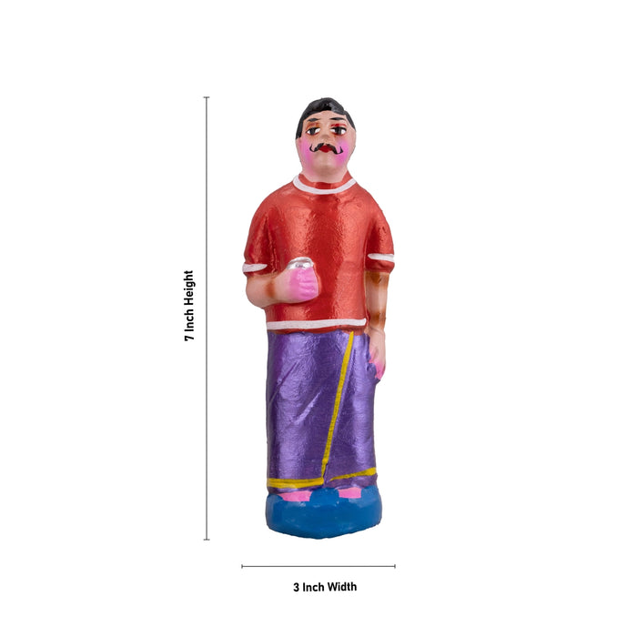 Tea Shop Clay Golu Bommai Set - 7 x 3 Inches | Giri Golu Doll/ Navaratri Golu Bomma/Gombe/Bommai