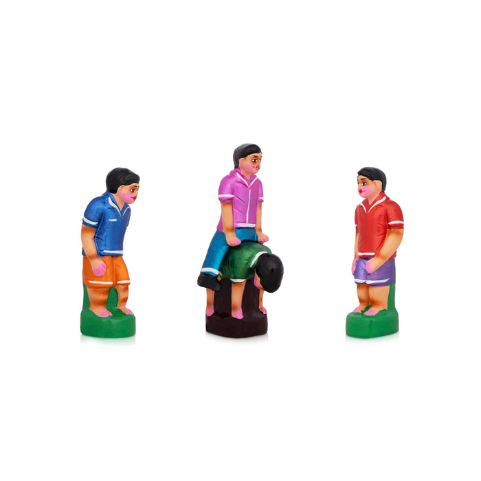 Pacha Kuthirai Clay Golu Bommai Set - 9 x 3.5 Inches | Giri Golu Doll/ Navaratri Golu Bomma/Gombe/Bommai