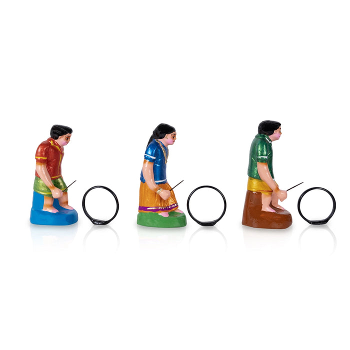 Tyre Game Clay Golu Bommai Set - 7 X 2.5 Inches | Navaratri Golu Gombe/ Giri Golu Doll/ Navratri Decoration