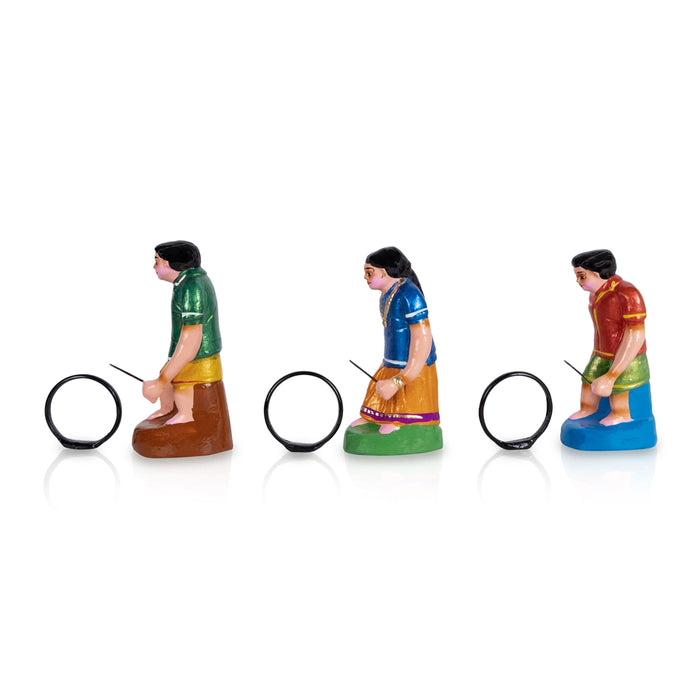 Tyre Game Clay Golu Bommai Set - 7 X 2.5 Inches | Navaratri Golu Gombe/ Giri Golu Doll/ Navratri Decoration