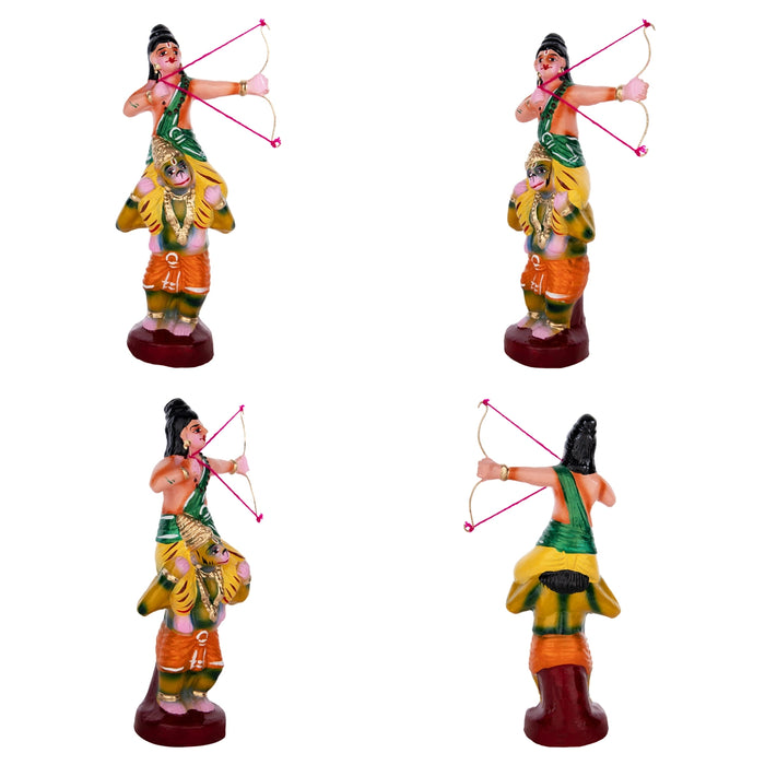 Indrajit Murti Vadham Clay Golu Bommai Pair- 11 X 6.5 Inches | Navaratri Golu Gombe/Giri Golu Doll/Navratri Decor