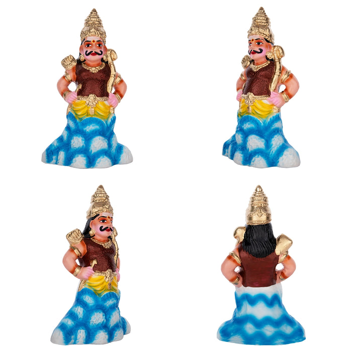 Indrajit Murti Vadham Clay Golu Bommai Pair- 11 X 6.5 Inches | Navaratri Golu Gombe/Giri Golu Doll/Navratri Decor