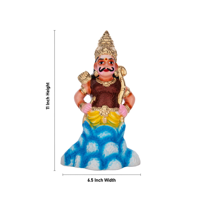 Indrajit Murti Vadham Clay Golu Bommai Pair- 11 X 6.5 Inches | Navaratri Golu Gombe/Giri Golu Doll/Navratri Decor