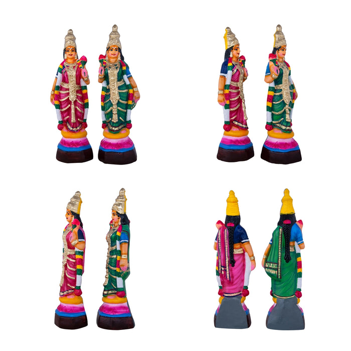 Perumal Sridevi Bhudevi Paper Mache Golu Bommai Set - 18 x 8 Inches | Giri Golu doll/ Navaratri Golu Bomma