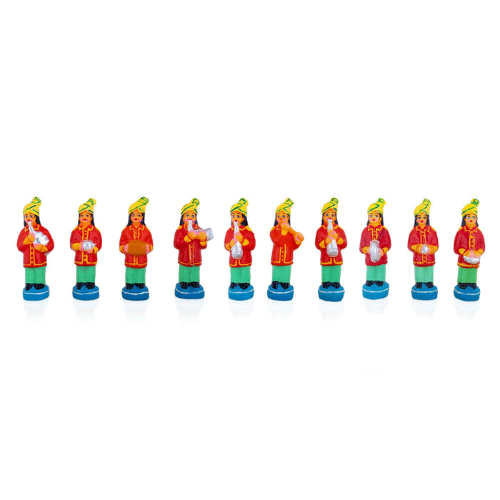 Band Set Clay Golu Bommai - 6.5 x 3 Inches | Giri Golu Doll/ Navaratri Golu Bommalu/ Dasara Doll