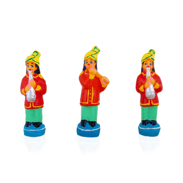 Band Set Clay Golu Bommai - 6.5 x 3 Inches | Giri Golu Doll/ Navaratri Golu Bommalu/ Dasara Doll