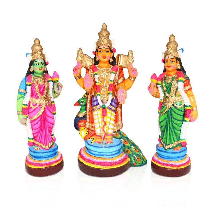 Murugan Valli Deivanai Paper Mache Golu Bommai Set - 18 x 9 Inches | Giri Golu Doll/ Navaratri Golu Bomma/Gombe