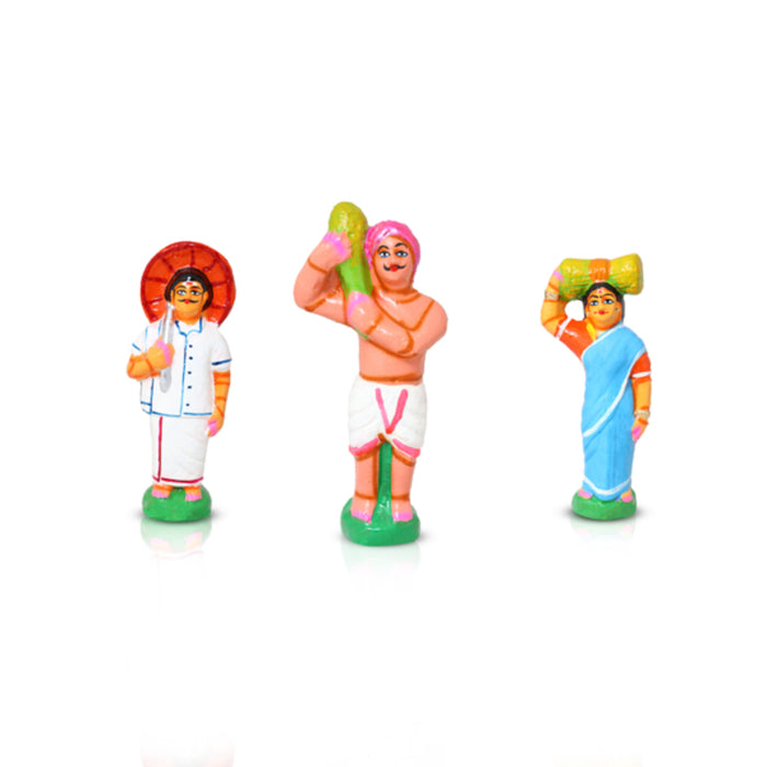 Agriculture Clay Golu Bommai Set - 7 x 7 Inches | Giri Golu Doll/ Navaratri Golu Bomma/Gombe/Bommai